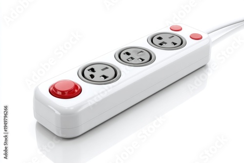White electrical power strip with outlets.