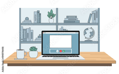 Laptop Computer on Desk Office Workspace.