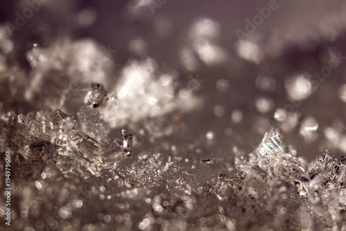 Bild auf Leinwand A sparkling winter landscape with delicate frost crystals and subtle bokeh effec