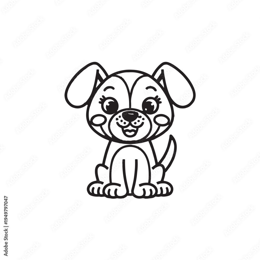 Obraz premium Playful Pup: An adorable cartoon illustration of a friendly puppy, ready to bring smiles and warmth with its endearing simplicity. 
