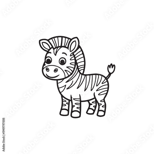 Cute Zebra Cartoon Illustration: A charming zebra cartoon illustration with bold stripes and a friendly demeanor stands out. The playful artwork is perfect for children's projects, animal themes.