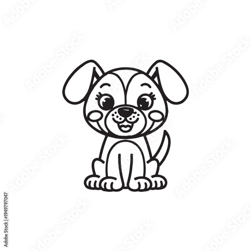 Playful Pup: An adorable cartoon illustration of a friendly puppy, ready to bring smiles and warmth with its endearing simplicity. 