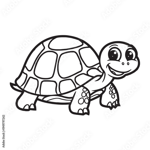 Cheerful Turtle Illustration: A cute and smiling turtle illustration, designed with bold lines, offering a clean and appealing aesthetic for diverse creative projects.