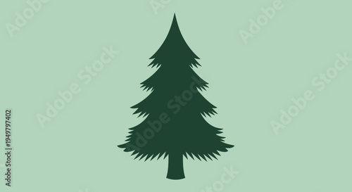 Green Pine Tree Silhouette on Pastel Background