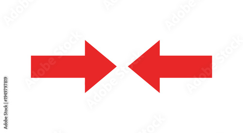 Two vibrant red arrows pointing in opposite directions create a dynamic visual impact silhouette