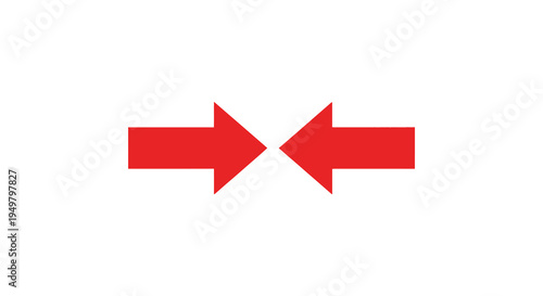 Two vibrant red arrows pointing in opposite directions create a dynamic visual silhouette high quality professional