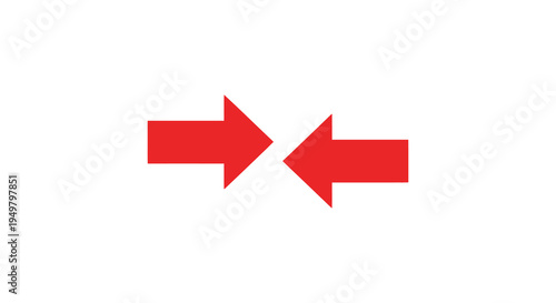 Two opposing red arrows pointing in opposite directions a simple graphic silhouette high quality professional detailed