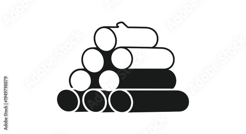 A monochrome stack of cylindrical shapes forms a striking minimalist silhouette high quality professional detailed modern