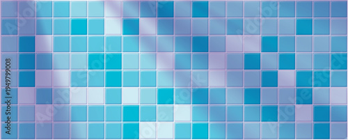 Clean grid of small ceramic squares forming modern interior texture. Bathroom tile pattern suitable for pool, kitchen, shower wall or floor design.
