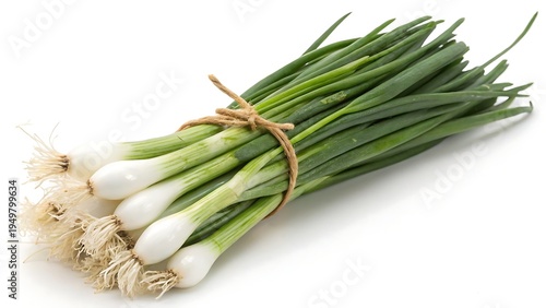 Isolated bundle of fresh green spring onions or scallions, uncooked, culinary ingredientfood, green, onion, vegetable, organic, raw, plant, vegetarian, onions, diet, leaf, herb, leek, white, celery, f