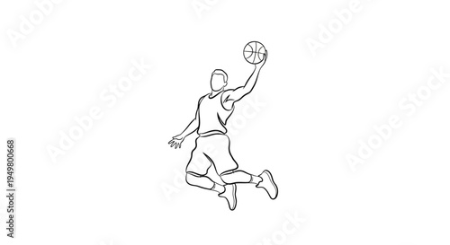 Vector illustration of a basketball player jumping to dunk
