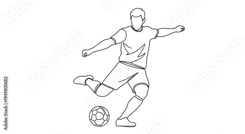 Vector illustration of a soccer player kicking a ball