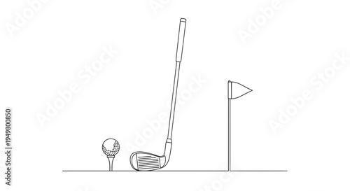 Golf club, ball and flag vector icon set