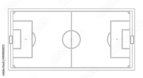 Vector soccer field illustration, football pitch diagram