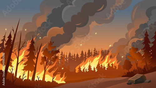 Forest Fire Illustration