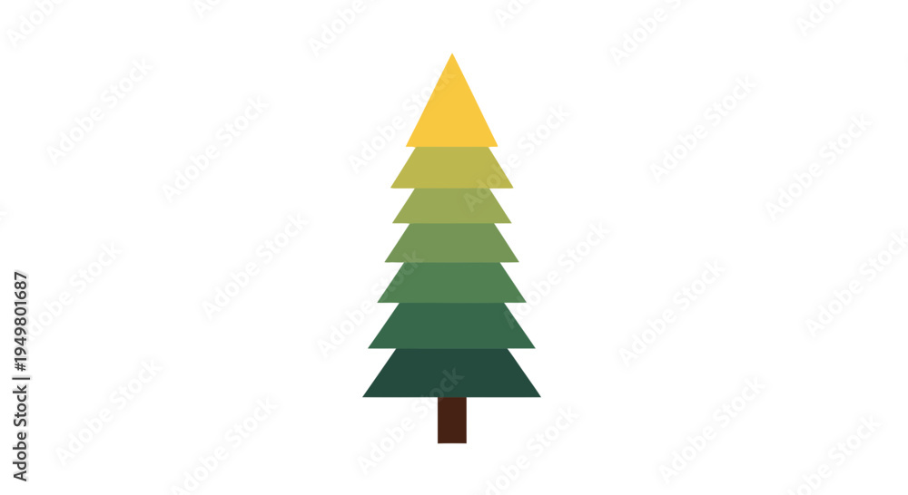 Obraz premium Abstract Pine Tree Icon with Gradient Colors on White Background