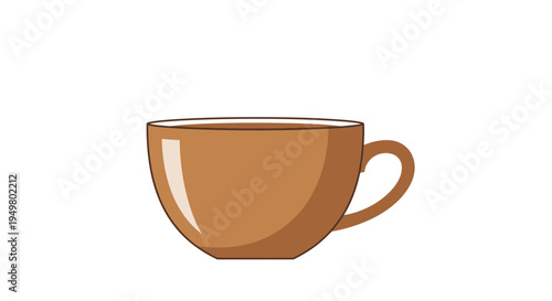 Brown Coffee Cup with Handle, Isolated on White Background