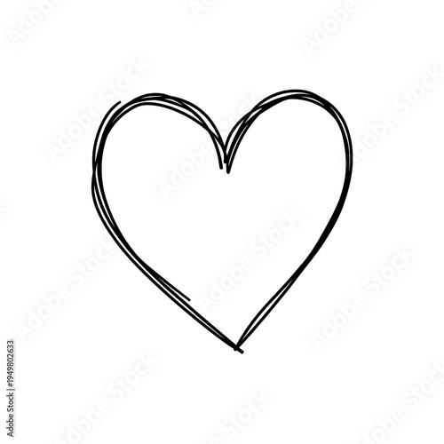 A simple hand-drawn heart symbol on a white background