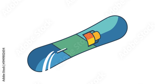 Colorful Snowboard Illustration with Blue and Green Tones
