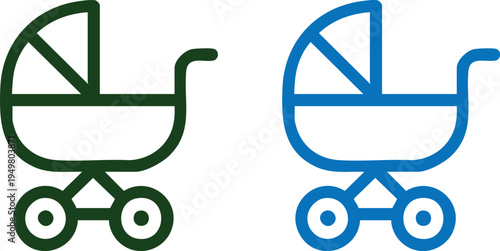 Minimalist Baby Carriage Icon Set, vector, illustration, silhouette.