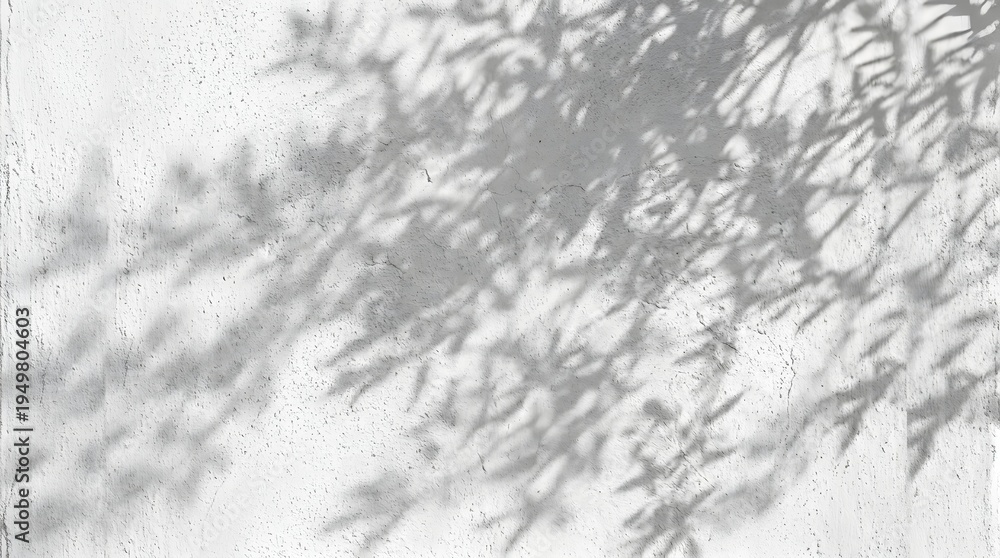 Fototapeta premium Natural Shadow Overlay on Rough White Wall Surface