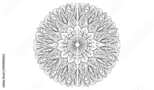 Ethnic flower mandala split design henna mehndi tattoo vector illustration
