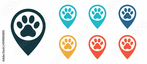Animal paw map location icon vector for website design and application development