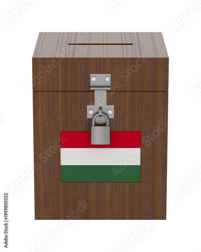 Wooden ballot box with hung...