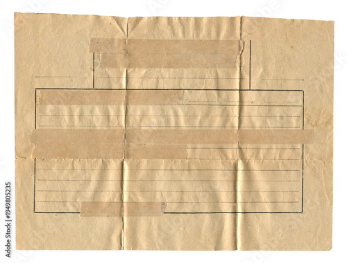 Konstfotografi Vintage telegram form with faded tape marks on aged paper