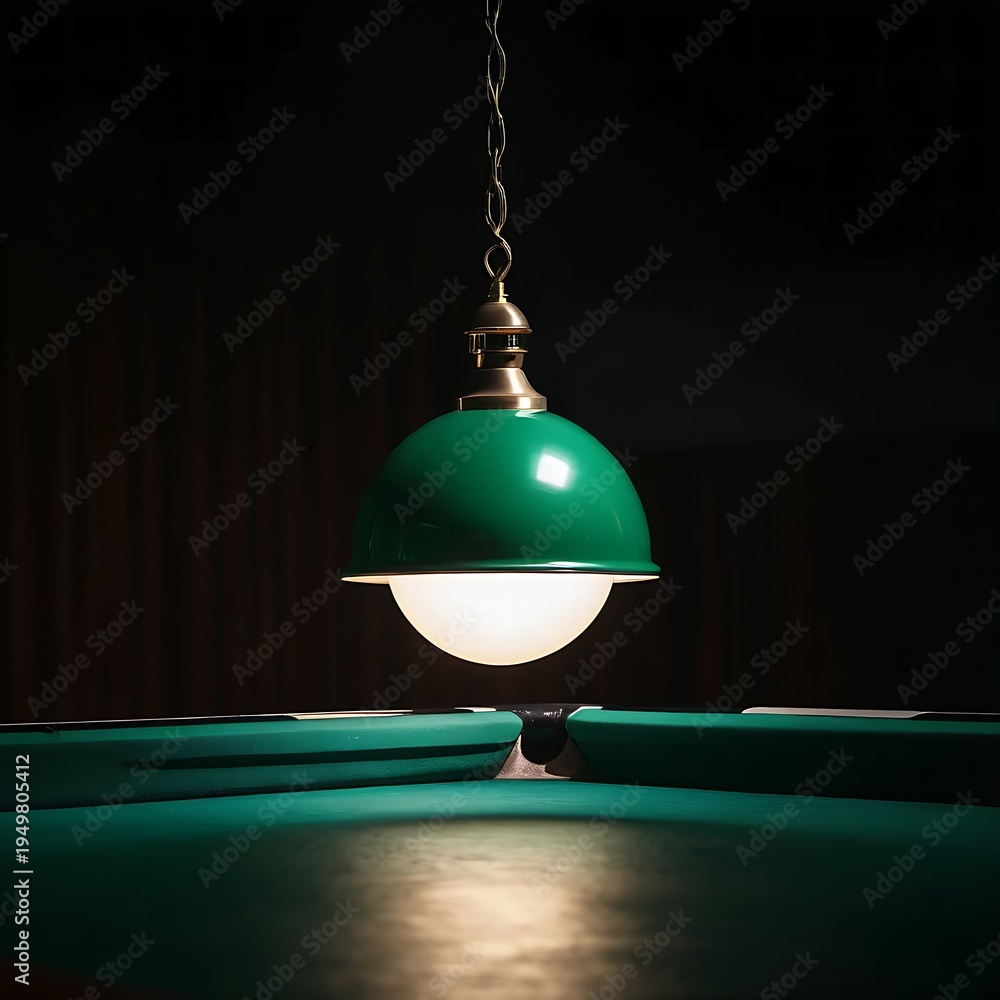 Obraz premium Crisp Striped Billiard Ball Under a Single Industrial Hanging Lamp