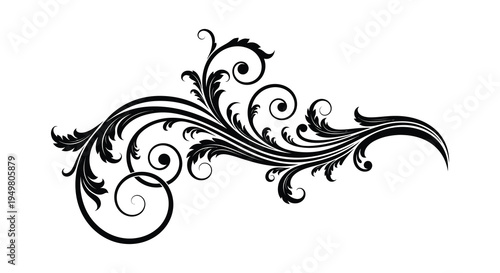 Elegant black floral swirl design with intricate details and graceful curves a striking silhouette high quality