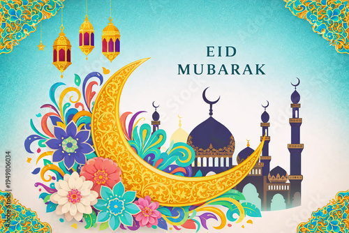 Greeting cards for celebrating the blessed Eid al-Fitr