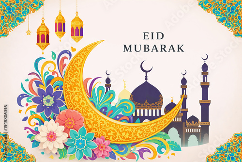 Greeting cards for celebrating the blessed Eid al-Fitr