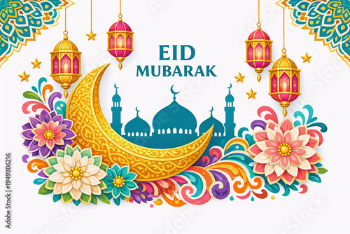 Greeting cards for celebrating the blessed Eid al-Fitr