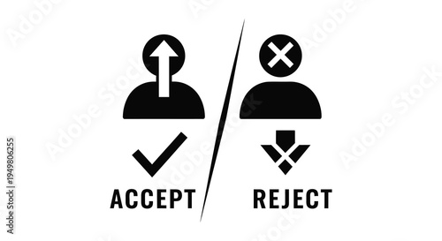 Acceptance and rejection concepts depicted with figures and symbols a stark visual contrast silhouette high quality