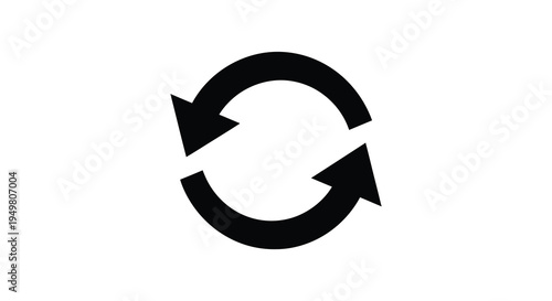 A striking black circular arrow design symbolizes continuous recycling and movement silhouette high quality professional detailed