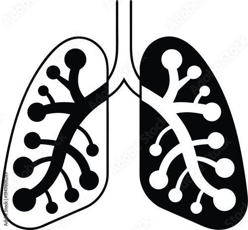 Human lungs icon. Vector illustration. Sign of treatment of asthma, pneumonia, respiratory diseases.