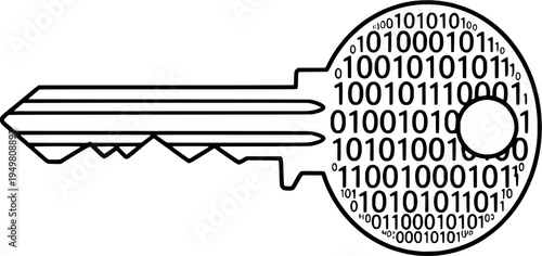 Minimalist cybersecurity key icon, data protection and privacy illustration, "Created with AI assistance and manually refined."