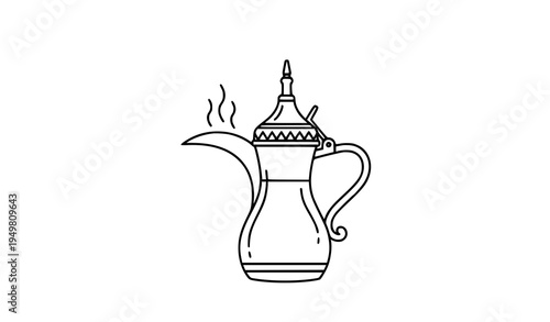 Arabic coffee pot line art icon vector traditional dallah outline illustration