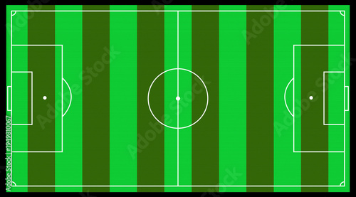 Soccer Football Field Top View Green Striped Pitch