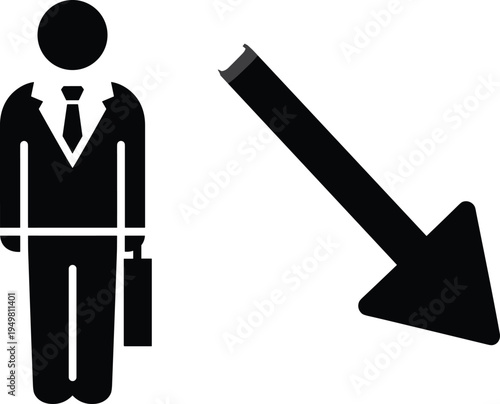 businessman, arrow, down, decline, business, crisis, loss, economy, financial, downturn, failure, recession, decrease, risk, bankruptcy, investment, market, profit, drop, concept