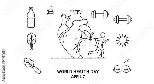World Health Day icon set, vector illustration for April 7 health awareness