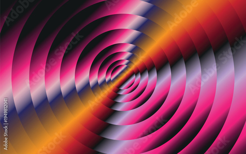 Abstract Neon Gradient Concentric Circles Background with Diagonal Light Beam.eps