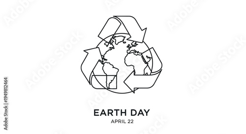 Earth Day vector illustration with recycling symbol and globe
