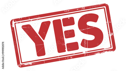 Yes stamp square icon, affirmative approval vector symbol, clean and minimal design for official documents, office use, and user interface graphics, simple flat and outline style.