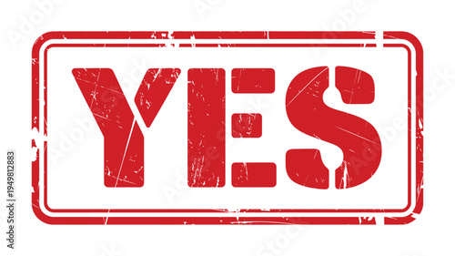 Yes stamp, square icon with bold “YES” text, approval and confirmation symbol, vector illustration for documents, forms, business approvals, and digital interfaces, isolated on white background.