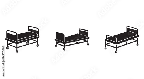 Hospital beds in different positions  medical equipment  healthcare furniture  patient beds