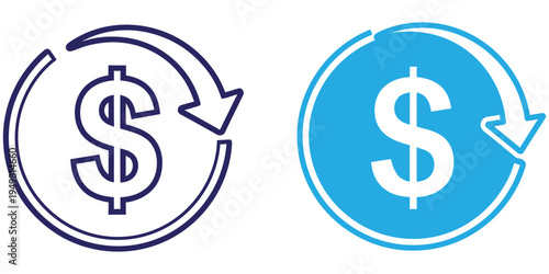 Dollar sign icons with circular arrows
