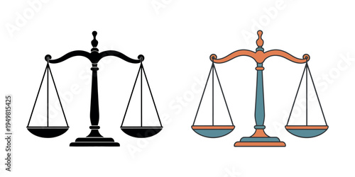 Simple weighing icons set featuring balance scale symbols and measurement weight concepts