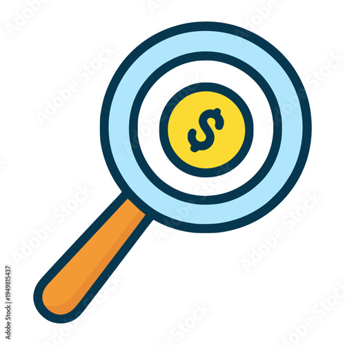 search money side hustle hard work job icon flat color vector illustration template design